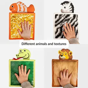 Animal sensory tactile mats set for autism with felt, sequins and plush textures
