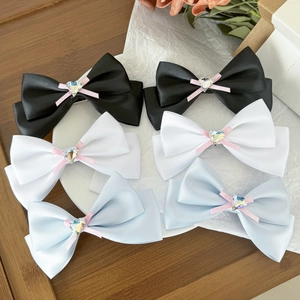 Pinces à Cheveux Nœud en Ruban de Satin Doux Avec Strass Cœur Style Coréen Pince Latérale pour Frange Accessoires de Cheveux de Mode Fait Main pour Femmes Filles
