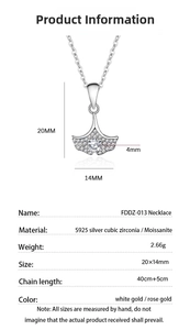 Detailed S925 silver fan-shaped necklace pendant specifications with size and material info