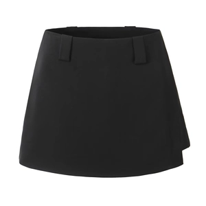 Damen Minirock A-Linie Hohe Taille Einfarbig Schlanke Passform Polyester Viskose Mischgewebe Mit Anti-Expositions-Futter