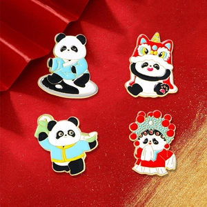Panda Brooch Alloy Enamel Pin Cartoon Chinese Style Cultural Badge For Clothing Bag Backpack Decoration Gift
