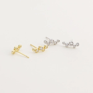 Elegant s925 silver bubble cluster stud earrings with sparkling round cubic zirconia