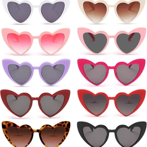 Fashionable heart-shaped sunglasses set in ten diverse colors for a stylish party look