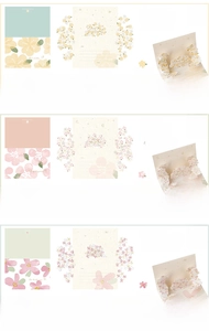 Detailed 3D pop-up flower greeting card set with matching stickers and envelopes