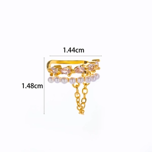 Detail shot of gold butterfly ear cuff showing 1.44cm width and 1.48cm height dimensions