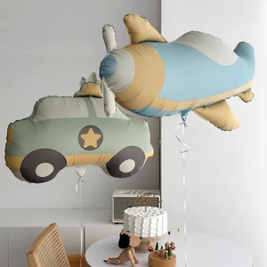 Matte Aluminum Foil Balloon Cartoon Animal Car Airplane Bear Rainbow Shape Birthday Party Decoration Kids Toy Ins Style