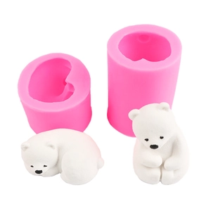 DIY Polar Bear Silicone Molds for Resin with 3D Cute White Bear Sculpture Figures