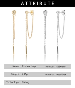 Detailed specs of S925 sterling silver long tassel earrings with plating finish