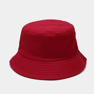 Detail of red cotton bucket hat brim with reinforced multi-row stitching for durability