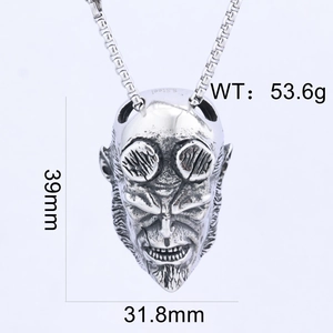 Detailed view of skull pendant dimensions and weight with S.Steel hallmark