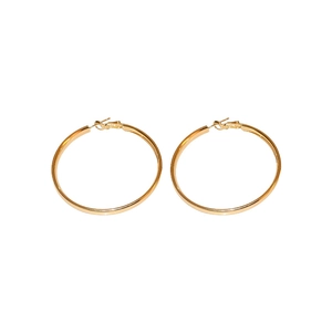 Polished golden geometric hoop earrings with a minimalist metallic finish for women