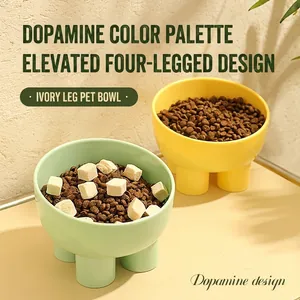 Gamelle Surélevée Pour Chats Et Petits Chiens Plastique PP Inclinaison 15 Degrés Protection Du Cou Design Pied Éléphant