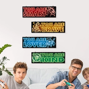 Neon game controller wooden signs wall decor set for teen room gamer wall art