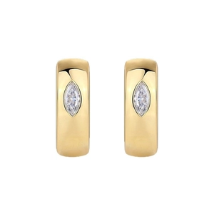 Élégantes boucles d'oreilles dorées en argent 925 avec pierres de moissanite marquise