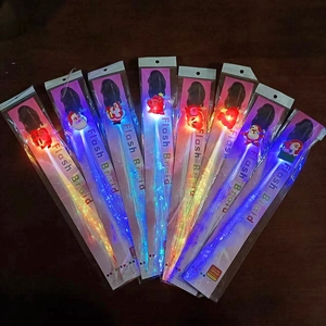 Flash Braid LED fiber optic hair clips with Santa Claus icons in colorful lighting