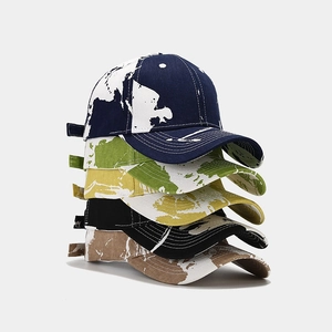 Streetwear Graffiti Splatter Print Cotton Baseball Cap Hip Hop Adjustable Outdoor Sunshade Peaked Hat