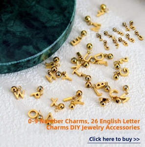 Golden stainless steel letter and number charms for DIY jewelry accessories