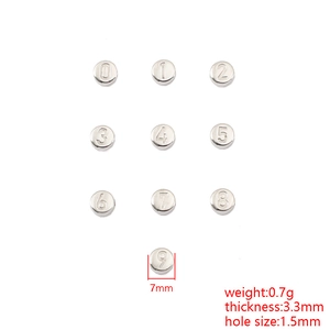 Set van 10 ronde roestvrijstalen cijferkralen 0-9 voor DIY sieraden maken 7mm zilveren kralen