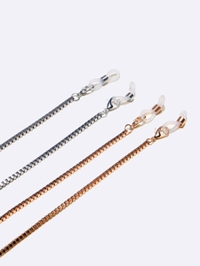 Glasses Chain Mask Lanyard Copper Box Chain Metal Non Slip Silicone Loop Ends Anti Lost Eyewear Strap Holder