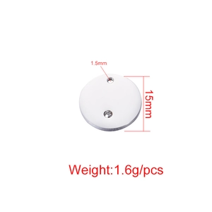 Polished 15mm mirror stainless steel round pendant with sparkling crystal inlay detail