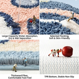 Absorbent microfiber bath mat with TPR non-slip backing for bathroom safety and comfort