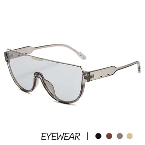 Grey transparent oversized aviator sunglasses with integrated frame for men and women