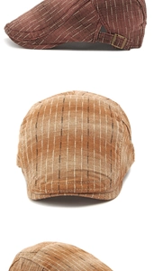Béret classique à rayures avec boucles de réglage en métal sur tissu tissé vintage