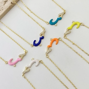 Arabic Love Script Pendant Necklace Copper Gold Plated Enamel Zircon Ethnic Cultural Jewelry For Women Men