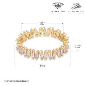 Detailed technical diagram showing 925 silver V-shaped ring dimensions and scale