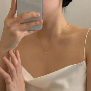 Elegant 925 sterling silver gold necklace with cubic zirconia and matching chain ring