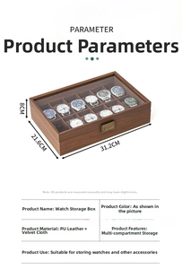 Macro view of 12-slot watch box featuring premium wood grain finish and antique metal lock
