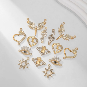 Ciondoli In Lega Con Strass Color Oro Per Creazione Di Gioielli Fai Da Te Cuore Stella Occhio Di Allah