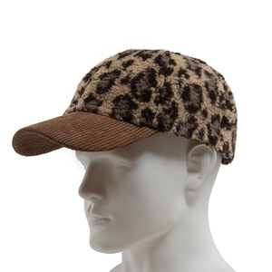 Corduroy and leopard print plush baseball cap for autumn and winter outdoor wear