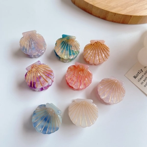 Mini Shell Hair Claw Clip Cellulose Acetate Marble Texture Gradient Color Small Hairpin For Women Girls