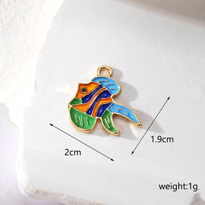 Macro view of colorful tropical fish alloy pendant with dimensions 2cm x 1.9cm