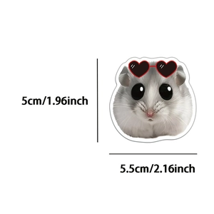 Waterproof cartoon hamster meme sticker with red heart sunglasses for laptop and guitar DIY