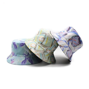 Cappello Da Pescatore Reversibile Cotone Poliestere Stampa Marmo Astratto Doppia Faccia Protezione Solare Streetwear Unisex