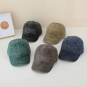 Casquettes de baseball vintage pour enfants avec broderie KING en cinq couleurs