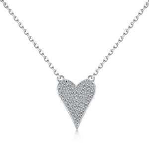 Elegant S925 sterling silver heart pendant necklace set with shimmering cubic zirconia