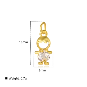 Exquisite gold boy charm with heart zircon for DIY jewelry making 18mm height