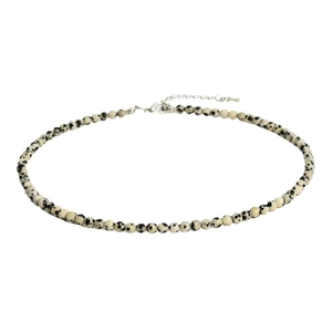 Handmade necklace with 4mm natural spotted stone beads and adjustable silver clasp
