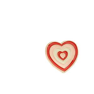 Rainbow gradient heart-shaped alloy brooch with red pink enamel and gold-plated edges