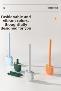 Detail of detachable long handle assembly for a space-saving silicone toilet brush set