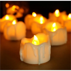 Realistic LED flickering tea light candles with dripping wax design for holiday decor