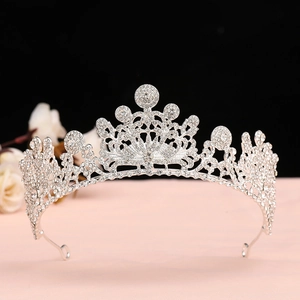 Silberfarbenes Legierung Strass Braut Diadem Krone Elegantes Prinzessinnen Haar Accessoire Für Hochzeit Geburtstag Party