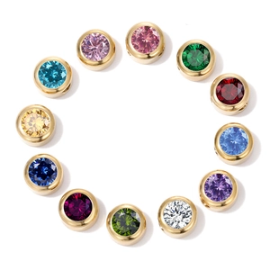 Set of 12 colorful round stainless steel birthstone charms for DIY jewelry making