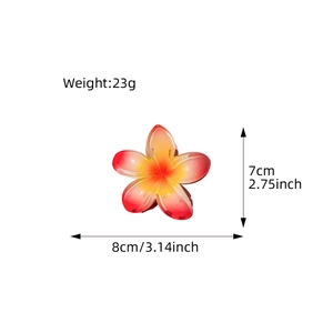 8cm colorful plumeria flower hair claw clip with size and weight 23g specifications
