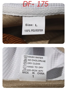 Detail view of the fabric label showing 100% polyester material and size L on hoodie