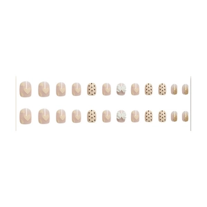 Press-on nails with 3D bows, cream hearts and black polka dots on light pink base