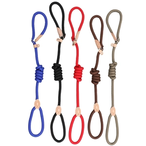 Dog Slip Lead Leash Braided Nylon Rope Adjustable Training Leash For Small Medium Large Dogs Durable Leather Connector